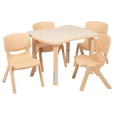 Emma And Oliver 21.875"W X 26.625"L Rectangular Plastic Height Adjustable Activity Table Set With 4 Chairs 8 Emma And Oliver 21.875"W X 26.625"L Rectangular Plastic Height Adjustable Activity Table Set With 4 Chairs - Image 6