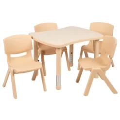 Flash Furniture 21.875"W X 26.625"L Rectangular Plastic Height Adjustable Activity Table Set With 4 Chairs -Child Home Decoration Store GUEST c8079485 a1de 4e59 8363 3db8b69d61b1