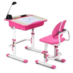 Costway Adjustable Children Study Desk Chair Set W/Winged Backrest Pink -Child Home Decoration Store GUEST c8b8a66b 019c 46b5 8ce3 04f24c0ae7cd