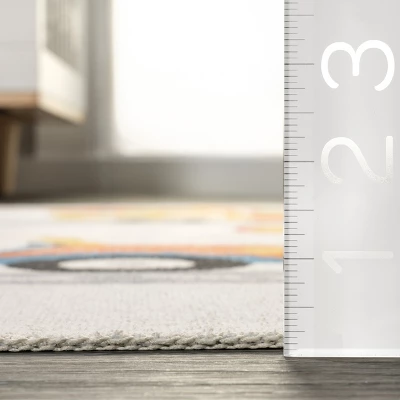 NuLOOM Carmina City Streets Machine Washable Kids Area Rug 7' X 9' In White Multi 4 NuLOOM Carmina City Streets Machine Washable Kids Area Rug 7' X 9' In White Multi - Image 2