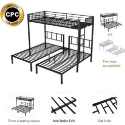 Twin Over Twin Metal Triple Bunk Bed With Ladder-ModernLuxe -Child Home Decoration Store GUEST c9e85881 d9f7 40fb aaa4 21db696e9328