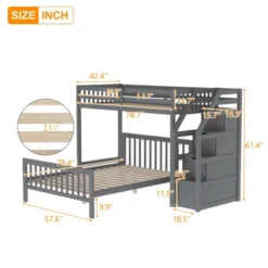 Twin Over Full Loft Bed With Staircase - ModernLuxe -Child Home Decoration Store GUEST caa5c5d4 4cc0 449b ba46 47ad73376f79