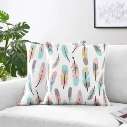 Coral & Turquoise Feather Throw Pillow - Sweet Jojo Designs -Child Home Decoration Store GUEST caf6e566 4f07 4d34 b03a 528eb0ed35e6