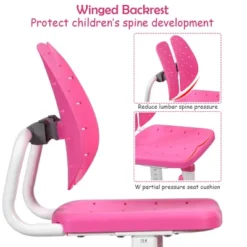 Costway Adjustable Children Study Desk Chair Set W/Winged Backrest Pink -Child Home Decoration Store GUEST cb3dfd3a b97d 4984 b549 e5e61c7393d5