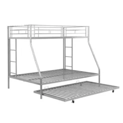 Twin Over Full Steel Bunk Bed With Twin Size Trundle Bed And Two-Side Ladders-ModernLuxe -Child Home Decoration Store GUEST cbff8632 ca83 47fc 86e1 f61fcc2ced28
