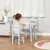 Qaba Kids Wooden Table And Chair Activity Set For Arts, Crafts, Dinning, And Reading For Toddlers Age 2 To 5