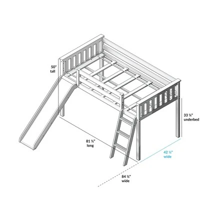 Max & Lily Twin Low Loft Bed With Slide 7 Max & Lily Twin Low Loft Bed With Slide - Image 5