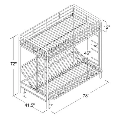 Twin Over Futon Leonora Metal Bunk Bed - Room & Joy 9 Twin Over Futon Leonora Metal Bunk Bed - Room & Joy - Image 7