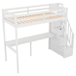 Twin Size Loft Bed With Storage Staircase And Built-in Desk-ModernLuxe -Child Home Decoration Store GUEST d0ea4a0d 7a60 4adc a79d 04957f6fddd4
