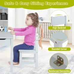 Costway Toddler Craft Table & Chair Set Kids Art Crafts Table WithPaper Roll Holder Grey/White -Child Home Decoration Store GUEST d34072b1 525b 40c6 b182 ae63c3be2382