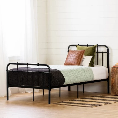 Twin Hankel Metal Platform Bed With Headboard And Footboard Pure Black - South Shore 4 Twin Hankel Metal Platform Bed With Headboard And Footboard Pure Black - South Shore - Image 2
