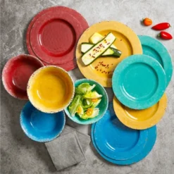 Gibson Studio California Mauna 12 Piece Assorted Crackle Decal Melamine Dinnerware Set -Child Home Decoration Store GUEST d79d20e1 8478 4d64 a14f 89623f484aca