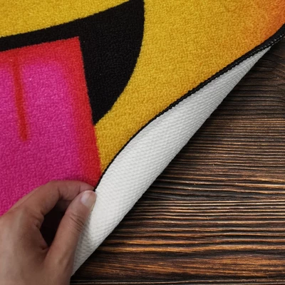 Deerlux Emoji Style Round Funny Smiley Face Kids Area Rug, Tongue Out With Closed Eyes Emoji Rug, 36'' X 36'' 6 Deerlux Emoji Style Round Funny Smiley Face Kids Area Rug, Tongue Out With Closed Eyes Emoji Rug, 36'' X 36'' - Image 4