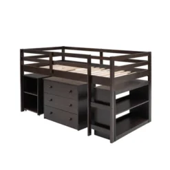 Low Twin Loft Bed With Cabinet And Rolling Portable Desk - ModernLuxe -Child Home Decoration Store GUEST dbd98851 41c7 4e8c 84d2 993deb783322