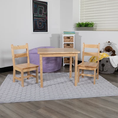 Flash Furniture Kids Solid Hardwood Table And Chair Set For Playroom, Bedroom, Kitchen - 3 Piece Set 10 Flash Furniture Kids Solid Hardwood Table And Chair Set For Playroom, Bedroom, Kitchen - 3 Piece Set - Image 8
