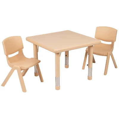 Emma And Oliver 24" Square Plastic Height Adjustable Activity Table Set With 2 Chairs 8 Emma And Oliver 24" Square Plastic Height Adjustable Activity Table Set With 2 Chairs - Image 6