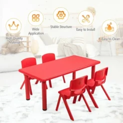 Costway Kids Plastic Rectangular Learn And Play Table Playroom Kindergarten Home Red -Child Home Decoration Store GUEST e4bcd3cb 3058 4637 9bf3 e901fa585e49