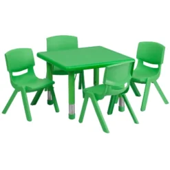 Flash Furniture 24" Square Plastic Height Adjustable Activity Table Set With 4 Chairs -Child Home Decoration Store GUEST e5408eec 1c32 4eba a23d 8b550026d3b8