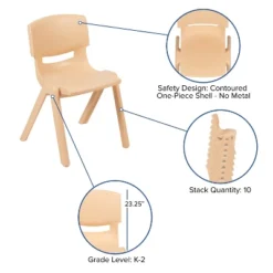 Emma And Oliver 2 Pack Plastic Stack School Chair With 13.25"H Seat, K-2 School Chair -Child Home Decoration Store GUEST e692b49a c809 4b9c bc72 afb8f69426cc