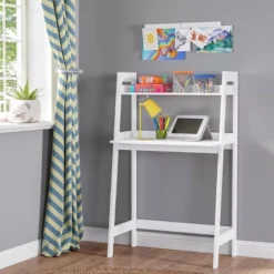 Kids' Desk With Ladder Shelf Storage And 2 Bonus Magnetic Art Display Bars White - RiverRidge Home -Child Home Decoration Store GUEST e76461f9 1050 4bd6 9ae5 4c8619ccf4d2