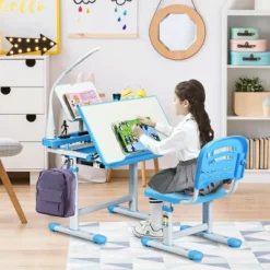 Costway Height Adjustable Kids Desk Chair Set Study Drawing W/Lamp & Bookstand -Child Home Decoration Store GUEST e7d2a336 971d 4305 b13d f5dfa3e1972d