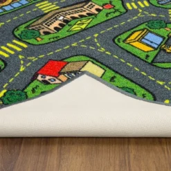 Jungtier Boy & Girl Kids Retro City Road Car Vehicle Traffic Educational Learning & Game Play Nursery Bedroom Classroom Rug Carpet, 2' 7" X 5' 0" -Child Home Decoration Store GUEST ea80fe18 fa15 45ed 8ee7 47d68830189d