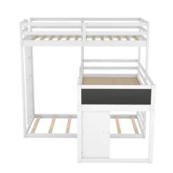 Twin Size L-shaped Wood Triple Bunk Bed With Storage Cabinet, Ladder And Blackboard-ModernLuxe 16 Twin Size L-shaped Wood Triple Bunk Bed With Storage Cabinet, Ladder And Blackboard-ModernLuxe -Child Home Decoration Store GUEST ebf11b24 c54e 4085 ac8f ae6c02fc41e0