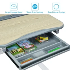 Costway Children Desk Chair Set Adjustable Study Table Drawer -Child Home Decoration Store GUEST ec402ac8 cf6b 40ab b26b e53618235813