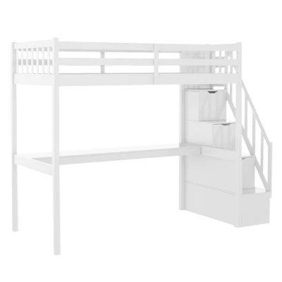 Twin Size Loft Bed With Staircase And Built-in Desk - ModernLuxe 5 Twin Size Loft Bed With Staircase And Built-in Desk - ModernLuxe - Image 3