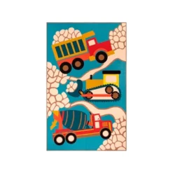 Construction Zone Non-Slip Kids Playroom Decor Washable Indoor Area Rug By Blue Nile Mills -Child Home Decoration Store GUEST ee50f65c 1b1e 45e4 991c 8752742e1aed