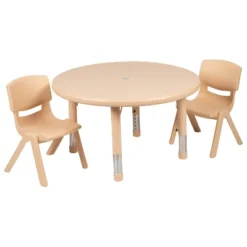 Emma And Oliver 33" Round Plastic Height Adjustable Activity Table Set With 2 Chairs -Child Home Decoration Store GUEST f0585844 7f3c 489b a343 8c77ded8eae9