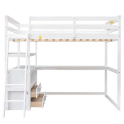 Full Size Loft Bed With Desk, Shelf And Two Built-in Drawers - ModernLuxe 17 Full Size Loft Bed With Desk, Shelf And Two Built-in Drawers - ModernLuxe -Child Home Decoration Store GUEST f162aca7 0cd4 4e45 bd28 73850a8743e3