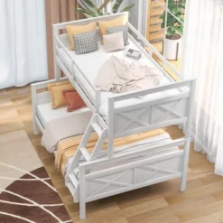 Twin Over Full Bunk Bed With Ladder And Safety Guardrail-ModernLuxe -Child Home Decoration Store GUEST f3a7f4ab 0828 4524 b722 27543b86a026