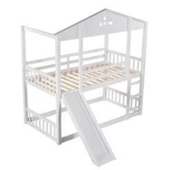 Twin Over Twin House Shaped Bunk Bed With Convertible Slide And Ladder-ModernLuxe -Child Home Decoration Store GUEST f4592e1a 2b8b 4126 a0b0 d8753907c98a