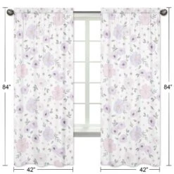 2pc Sweet Jojo Designs Watercolor Floral Window Panels Lavender/Gray -Child Home Decoration Store GUEST f726ad7e 30ac 4617 b23c f09044c8c54b