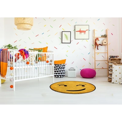 Deerlux Emoji Style Round Funny Smiley Face Kids Area Rug, Smirk Emoji Rug 3 Deerlux Emoji Style Round Funny Smiley Face Kids Area Rug, Smirk Emoji Rug