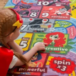 KC CUBS | DC Super Hero Girls Kids Hopscotch Number Counting Educational Learning & Game Play Nursery Bedroom Classroom Rug Carpet, 2' 7" X 6' 0" -Child Home Decoration Store GUEST f9aafd5a ec3d 4ecb 9f5d e3aa2ca870a4