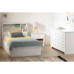 Twin Vito Bookcase Headboard Pure White - South Shore