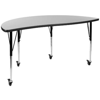 Emma And Oliver Mobile 60" Half Circle Wave Collaborative Grey Adjustable Height Activity Table 12 Emma And Oliver Mobile 60" Half Circle Wave Collaborative Grey Adjustable Height Activity Table - Image 10