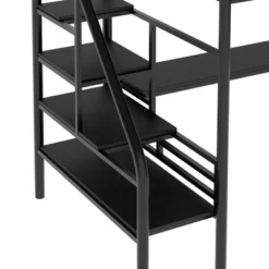 Metal Twin Size Loft Bed With Desk, Black - ModernLuxe 19 Metal Twin Size Loft Bed With Desk, Black - ModernLuxe -Child Home Decoration Store GUEST fd75ed43 868f 488f 939c 6919579c8983